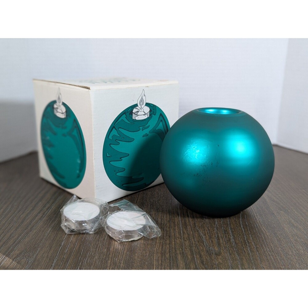 VTG Dept 56 Mercury Glass Votive Candle Holder Green Christmas Ornament Holiday